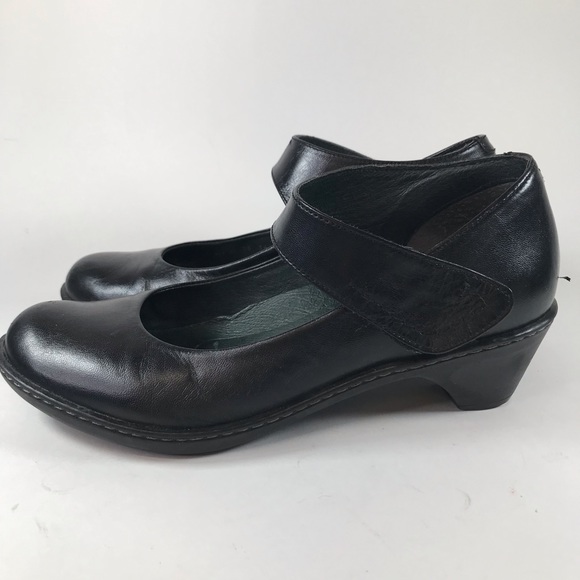Dansko Mary Jane Shoes Black Leather Strap Shoe Heel Wedge - Picture 3 of 11
